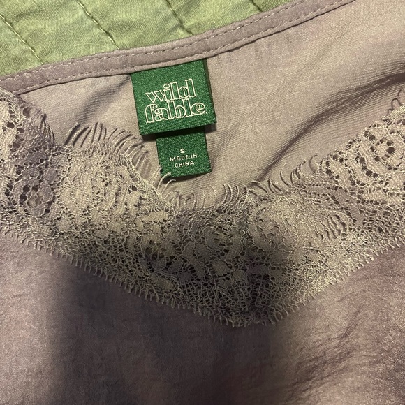 Wild Fable Purple Lace Trim Silk Camisole - Picture 3 of 4